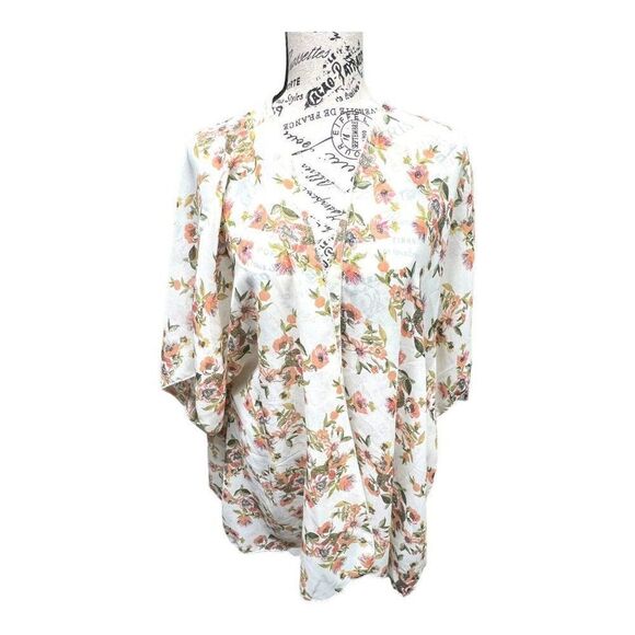 Live 4 Truth 1X Kimono Victorian Spring Flowers Cover Up Soft Pink Floral Womens - Picture 1 of 5